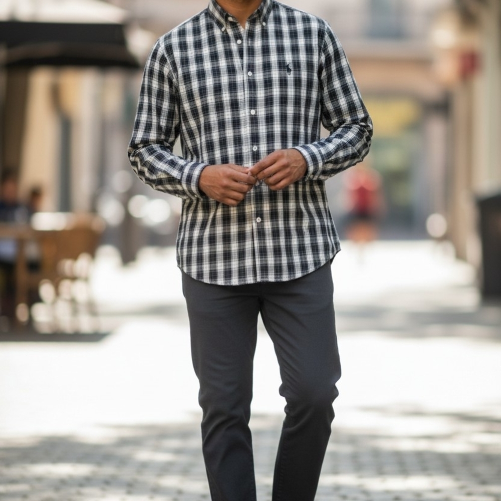 Polo Ralph Lauren Black and White Plaid Shirt